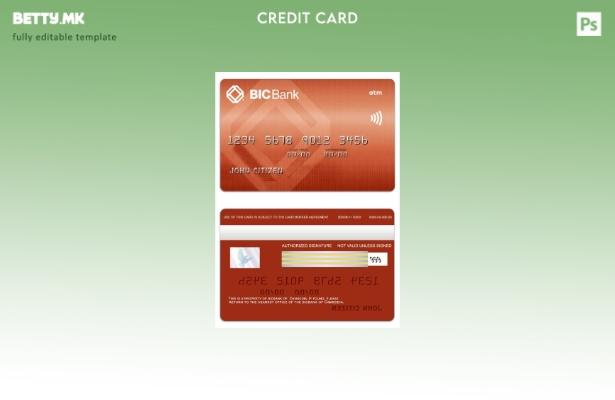 Модерен стил на Камбоџа BICBank банкомат картичка Шаблон